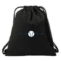 Baseball Heartbeat Drawstring Bag