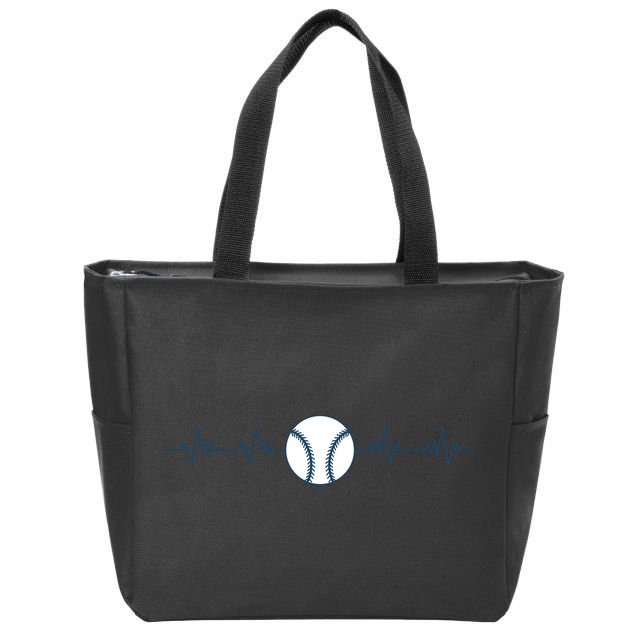Baseball Heartbeat Zip Tote Bag