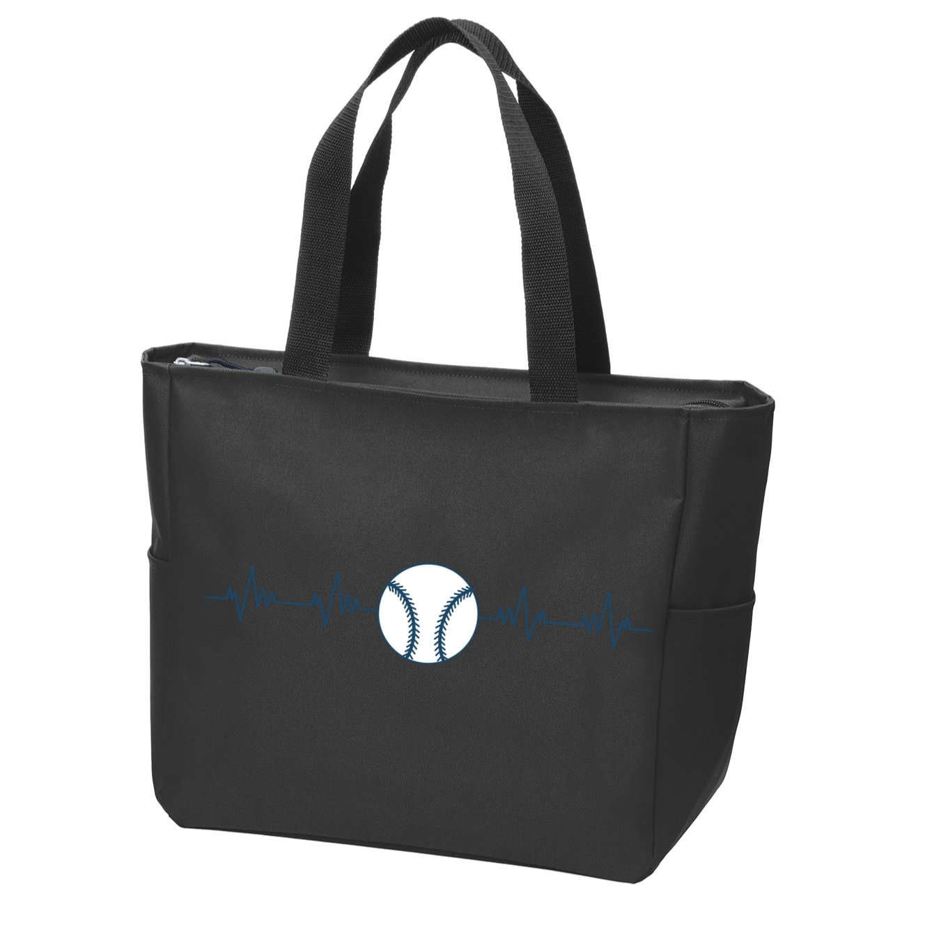 Baseball Heartbeat Zip Tote Bag