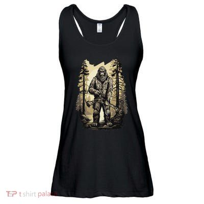 Bow Hunting Bigfoot Funny Bow Hunting Sasquatch Hunting Ladies Essential Flowy Tank