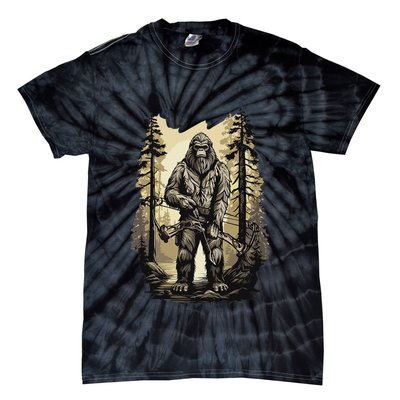 Bow Hunting Bigfoot Funny Bow Hunting Sasquatch Hunting Tie-Dye T-Shirt