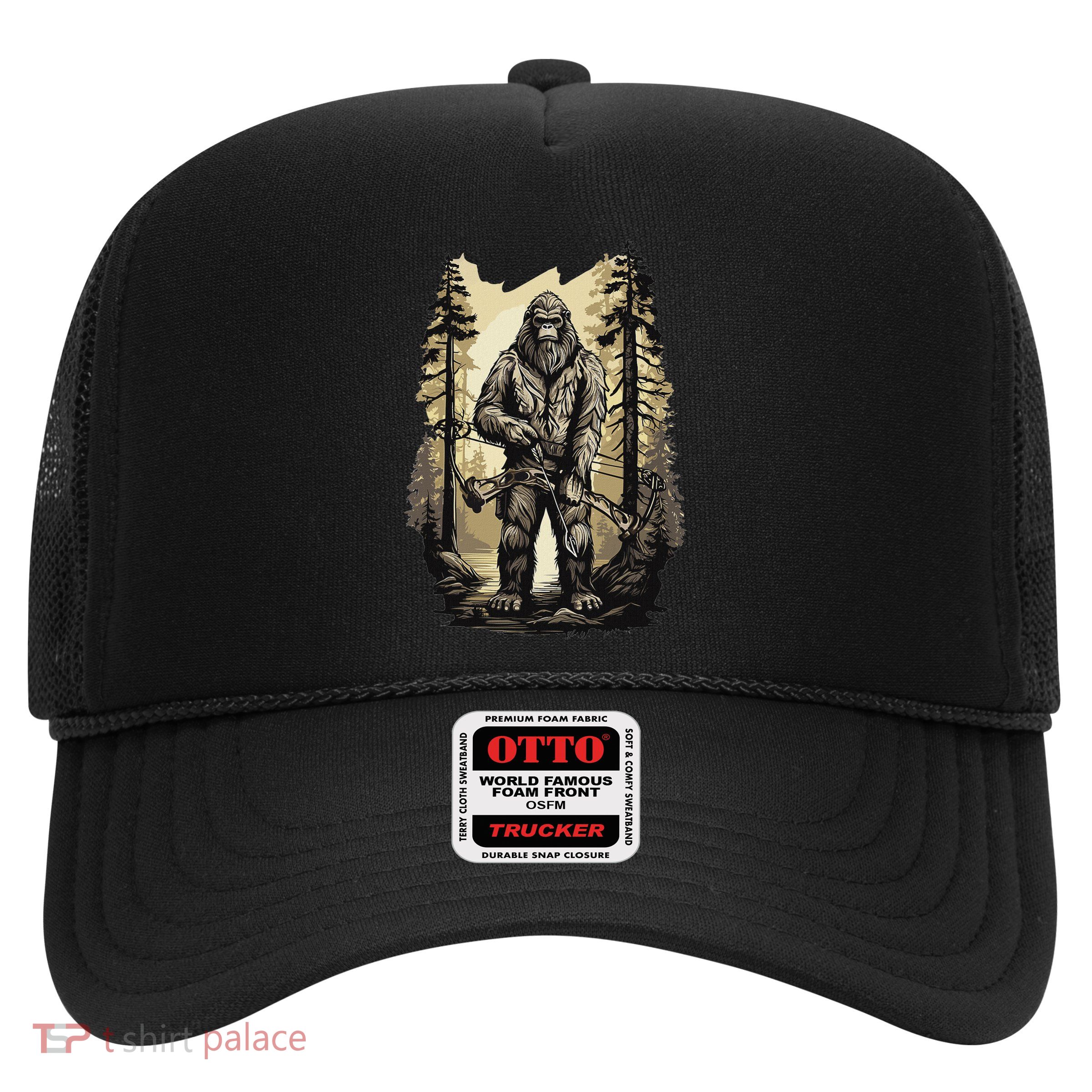 Bow Hunting Bigfoot Funny Bow Hunting Sasquatch Hunting Trucker Hat