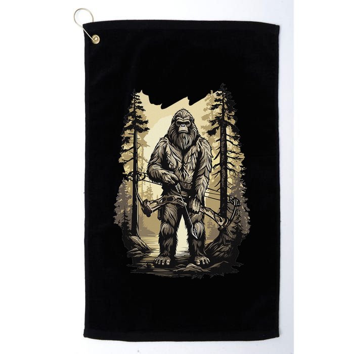 Bow Hunting Bigfoot Funny Bow Hunting Sasquatch Hunting Golf Towel