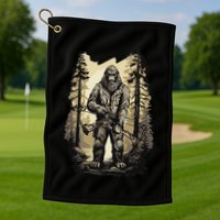 Bow Hunting Bigfoot Funny Bow Hunting Sasquatch Hunting Golf Towel