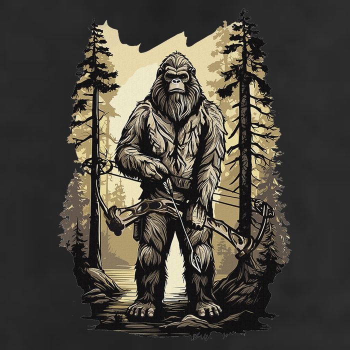 Bow Hunting Bigfoot Funny Bow Hunting Sasquatch Hunting Golf Towel
