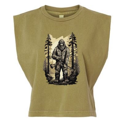 Bow Hunting Bigfoot Funny Bow Hunting Sasquatch Hunting Garment-Dyed Women's Muscle Tee