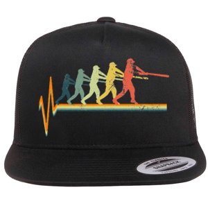 Baseball Heartbeat Flat Bill Trucker Hat