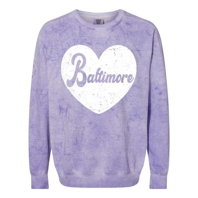 Baltimore Heart Baseball Sports Fan Colorblast Crewneck Sweatshirt