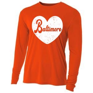 Baltimore Heart Baseball Sports Fan Cooling Performance Long Sleeve Crew