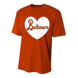 Baltimore Heart Baseball Sports Fan Performance Sprint T-Shirt