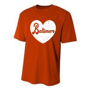 Baltimore Heart Baseball Sports Fan Youth Performance Sprint T-Shirt