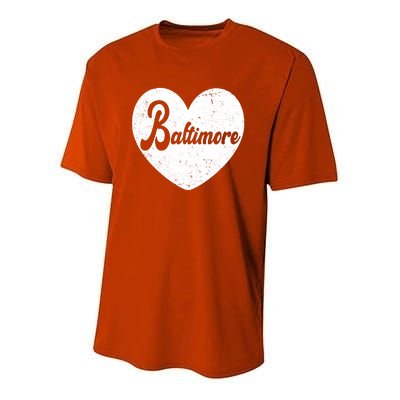 Baltimore Heart Baseball Sports Fan Youth Performance Sprint T-Shirt