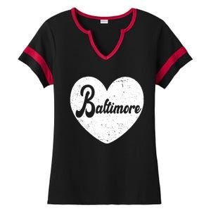 Baltimore Heart Baseball Sports Fan Ladies Halftime Notch Neck Tee