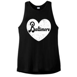 Baltimore Heart Baseball Sports Fan Ladies PosiCharge Tri-Blend Wicking Tank