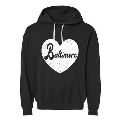 Baltimore Heart Baseball Sports Fan Garment-Dyed Fleece Hoodie
