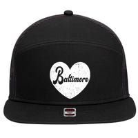 Baltimore Heart Baseball Sports Fan 7 Panel Mesh Trucker Snapback Hat