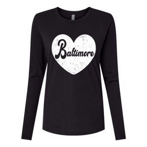 Baltimore Heart Baseball Sports Fan Womens Cotton Relaxed Long Sleeve T-Shirt