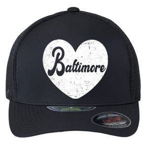 Baltimore Heart Baseball Sports Fan Flexfit Unipanel Trucker Cap