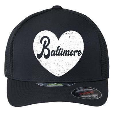 Baltimore Heart Baseball Sports Fan Flexfit Unipanel Trucker Cap