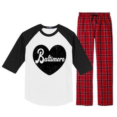 Baltimore Heart Baseball Sports Fan Raglan Sleeve Pajama Set