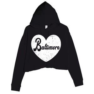 Baltimore Heart Baseball Sports Fan Crop Fleece Hoodie