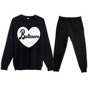 Baltimore Heart Baseball Sports Fan Premium Crewneck Sweatsuit Set