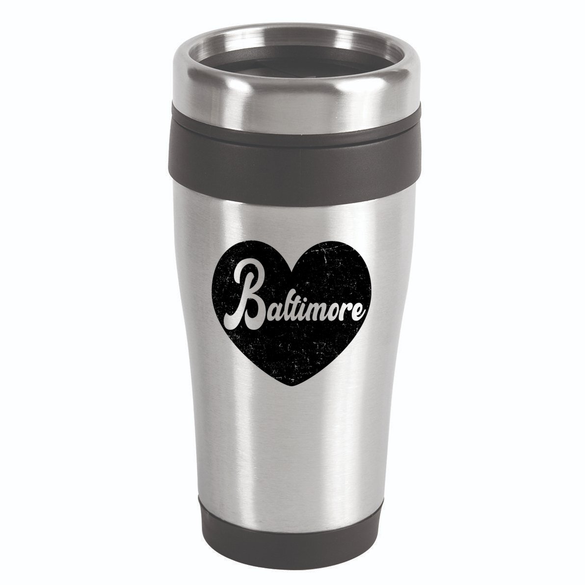 Baltimore Heart Baseball Sports Fan 16oz Travel Tumbler