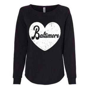 Baltimore Heart Baseball Sports Fan Womens California Wash Sweatshirt