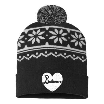 Baltimore Heart Baseball Sports Fan USA-Made Snowflake Beanie