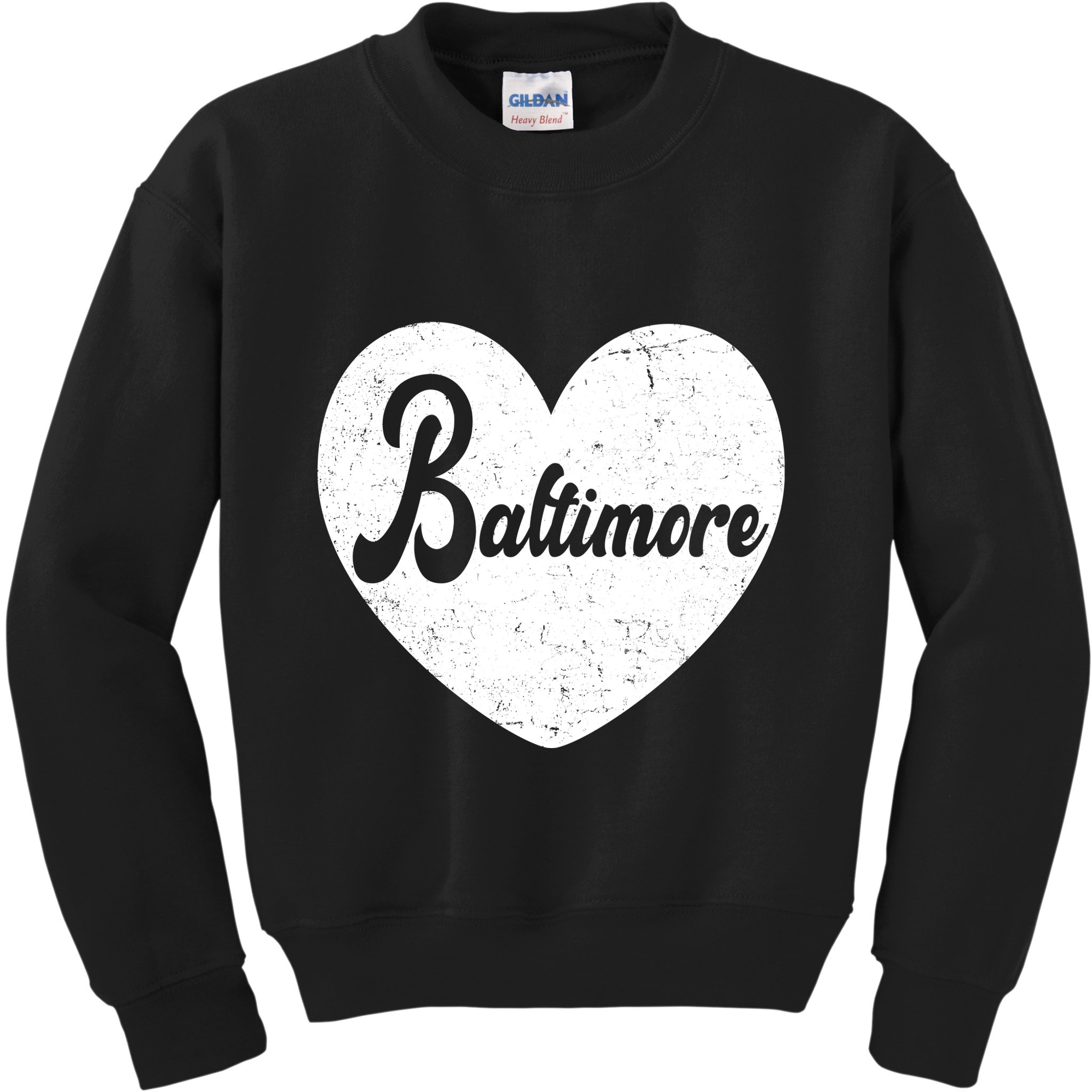 Baltimore Heart Baseball Sports Fan Kids Sweatshirt