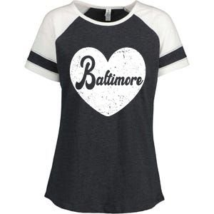 Baltimore Heart Baseball Sports Fan Enza Ladies Jersey Colorblock Tee