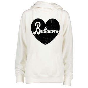 Baltimore Heart Baseball Sports Fan Womens Funnel Neck Pullover Hood