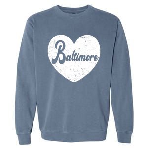 Baltimore Heart Baseball Sports Fan Garment-Dyed Sweatshirt