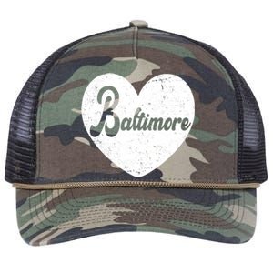 Baltimore Heart Baseball Sports Fan Retro Rope Trucker Hat Cap