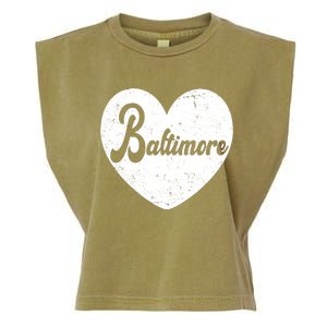 Baltimore Heart Baseball Sports Fan Garment-Dyed Women's Muscle Tee