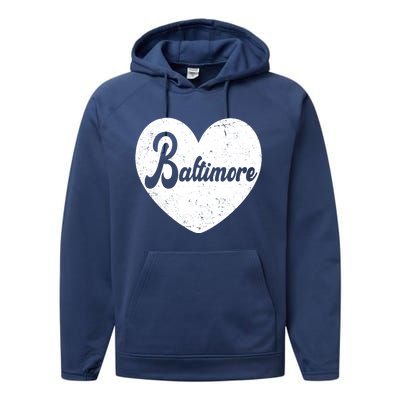 Baltimore Heart Baseball Sports Fan Performance Fleece Hoodie