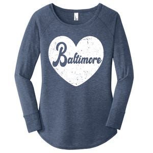 Baltimore Heart Baseball Sports Fan Women's Perfect Tri Tunic Long Sleeve Shirt