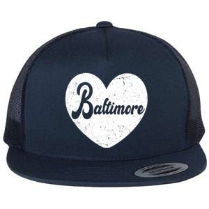 Baltimore Heart Baseball Sports Fan Flat Bill Trucker Hat