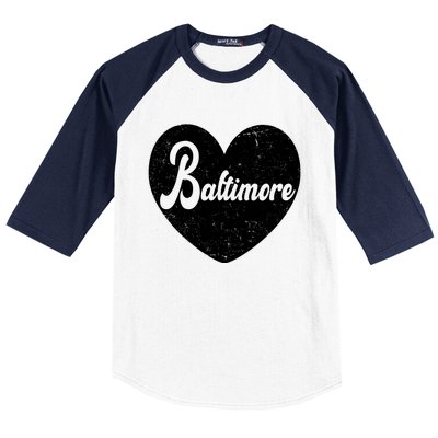 Baltimore Heart Baseball Sports Fan Baseball Sleeve Shirt