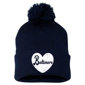 Baltimore Heart Baseball Sports Fan Pom Pom 12in Knit Beanie