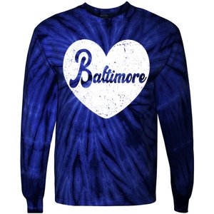 Baltimore Heart Baseball Sports Fan Tie-Dye Long Sleeve Shirt