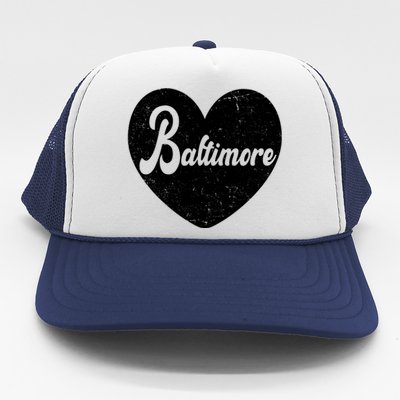 Baltimore Heart Baseball Sports Fan Trucker Hat