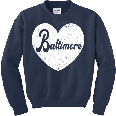 Baltimore Heart Baseball Sports Fan Kids Sweatshirt