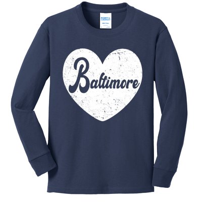 Baltimore Heart Baseball Sports Fan Kids Long Sleeve Shirt