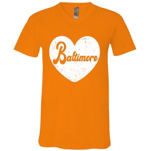 Baltimore Heart Baseball Sports Fan V-Neck T-Shirt