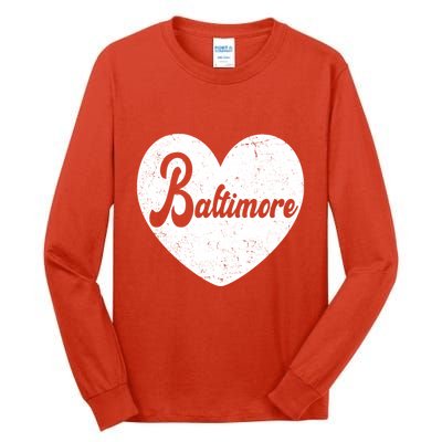 Baltimore Heart Baseball Sports Fan Tall Long Sleeve T-Shirt