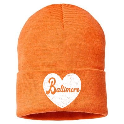 Baltimore Heart Baseball Sports Fan Sustainable Knit Beanie