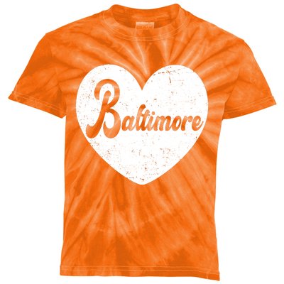 Baltimore Heart Baseball Sports Fan Kids Tie-Dye T-Shirt