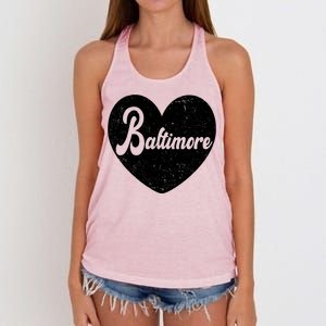 Baltimore Heart Baseball Sports Fan Women's Knotted Racerback Tank