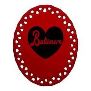 Baltimore Heart Baseball Sports Fan Ceramic Oval Ornament